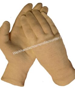 Katoenen tricot handschoen open eind lichte kwaliteit herenmaat kleur ecru