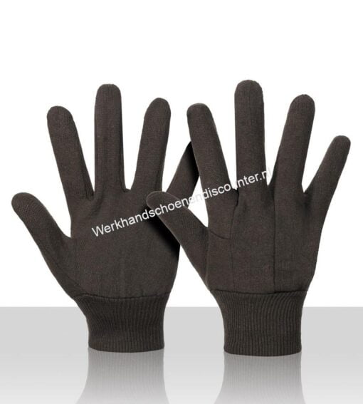 Katoenen jersey handschoen 10OZ met tricot boord kleur bruin
