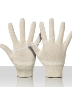 Katoenen tricot handschoen met tricot boord lichte kwaliteit herenmaat kleur ecru