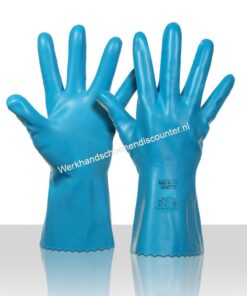 Handschoen MAPA Jersette 300 latex blauw met tricot voering lengte 31 cm