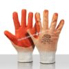 Werkhandschoenendiscounter PREVENT oranje latex coating op een gebreide onderhandschoen