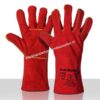 Lashandschoen WELDER van rood/bruin splitleder en moltonvoering lengte 35 cm. EN 388 EN 407 Beschikbaar in maten 10 Type: Lashandschoen
